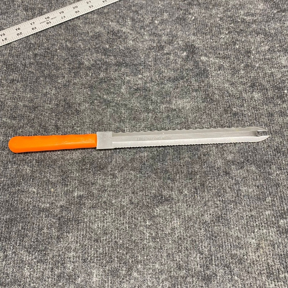 Picam Amazing Knife Vintage Stainless Steel Japan Serrated Utility Orange Handle